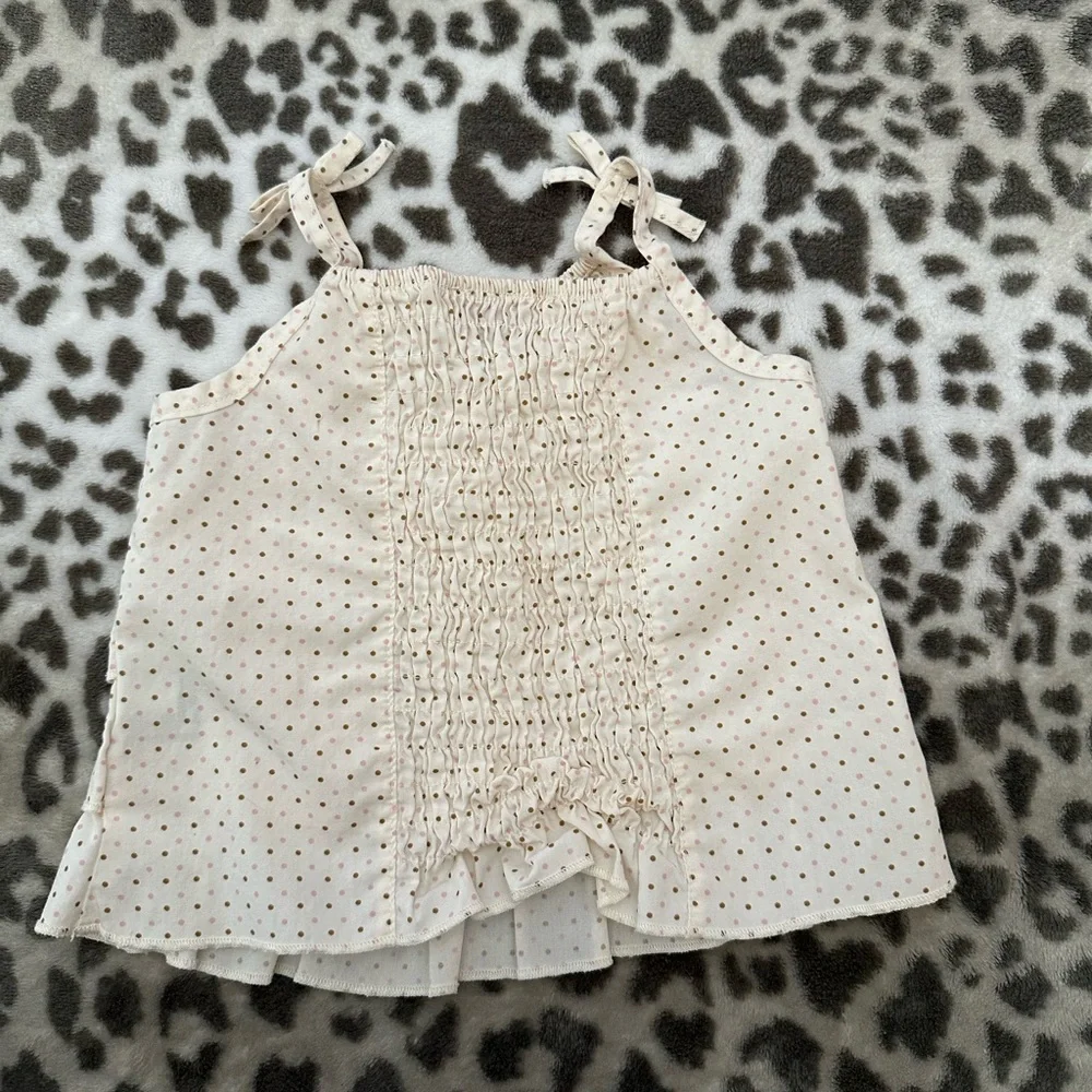 2006 Old Navy Polka Dot Ruffle Cami Tank Top in Cream Size 6-12 months
